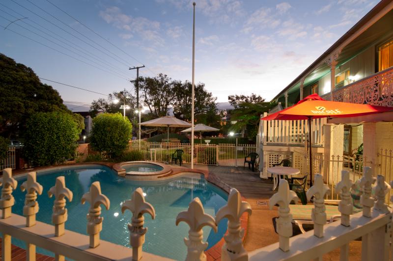 Swiiming pool with Reception on right
- Aabon Holiday Units